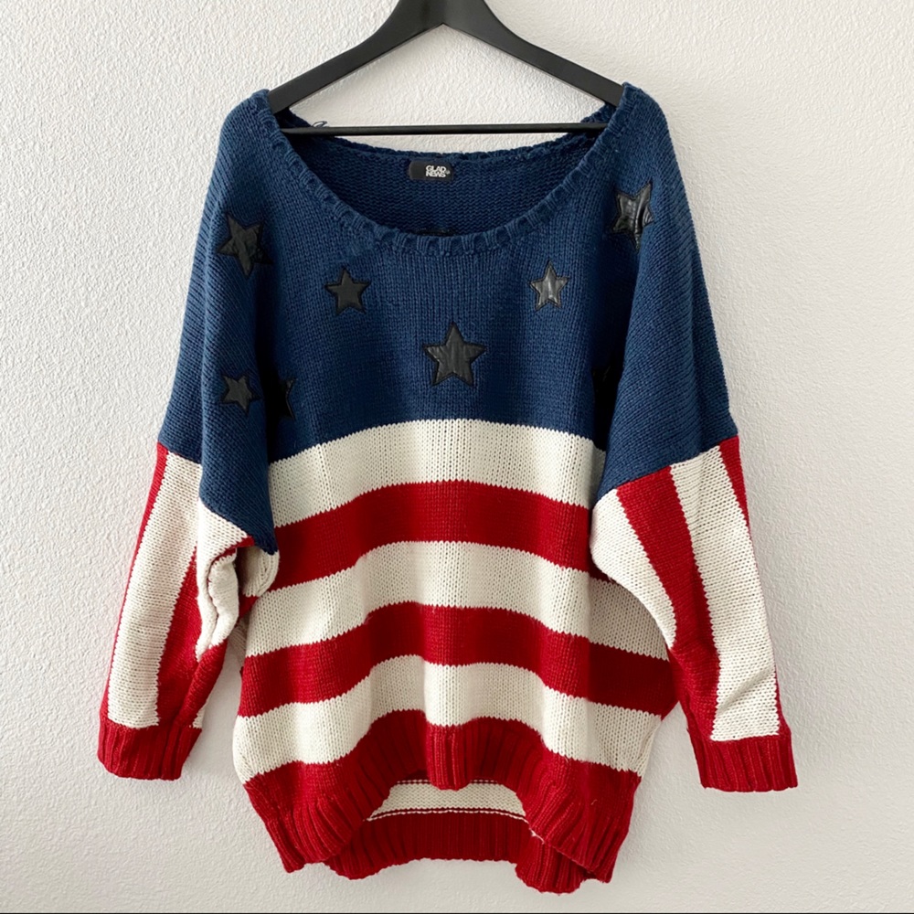 Glad News - American Flag Oversized Chunky Sweater